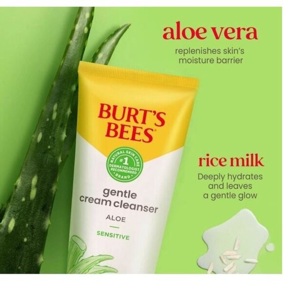 #0996  Burt's Bees New Gentle Cream Cleanser with Aloe Sensitive Solutions 6 ozs - Picture 2 of 2